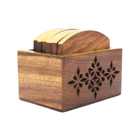 Natriel Wooden Tea Coasters Set